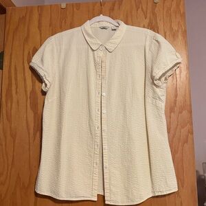 L.L. Bean Textured Cream Button Down Shirt